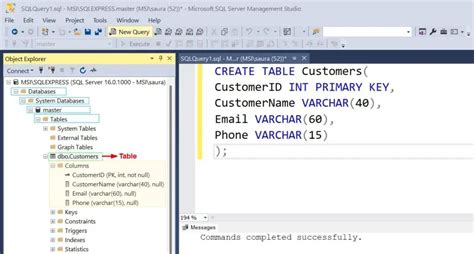 How To Create A Table In Sql Server Management Studio Using Query