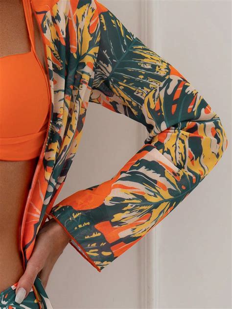 Swim Conjunto De Bikini Con Estampado Tropical De Verano Para La Playa Freestyle