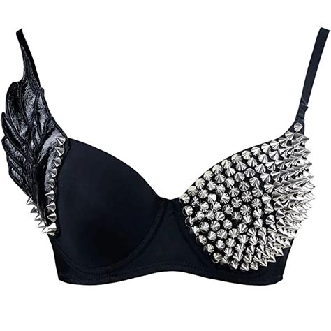 Sexy Lingerie Cotton Metallic Spike Stud Rivet Bra Push Up Gorge Steampunk Bras For Women
