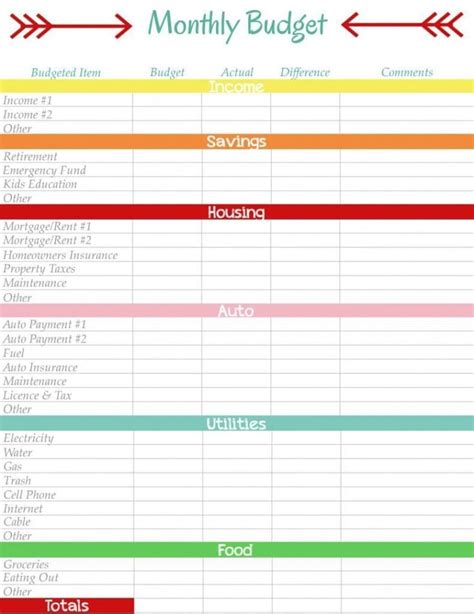 Free Monthly Budget Spreadsheet Template Spreadsheet Templates For