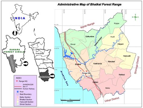 3.1: Administrative map of Bhatkal Forest Range | Download Scientific ...