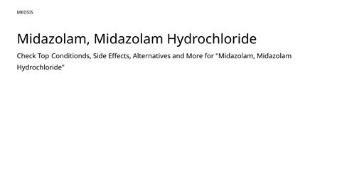 Midazolam Midazolam Hydrochloride Medsis
