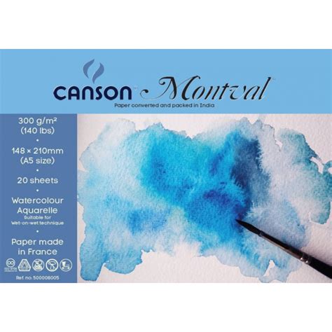 Canson Montval 300 Gsm A5 Poly Pack 20 8 Sheets Watercolour Paper