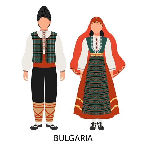 A man and a woman in Bulgarian folk costumes. Culture and traditions of