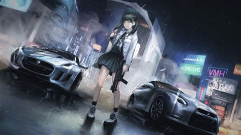 X Anime Girls Women With Guns Original Characters Umbrella