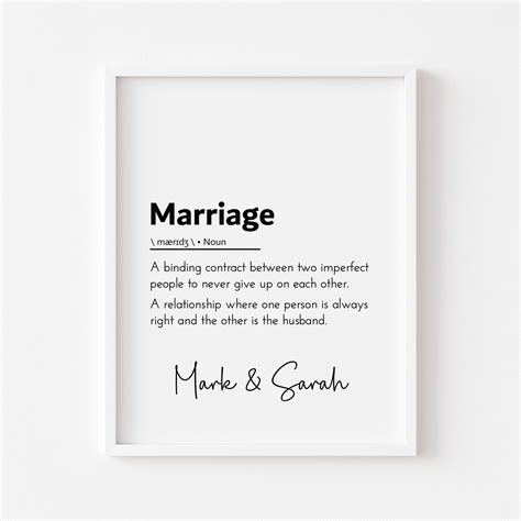 Marriage Definition Marriage Quotes Marriage Print Married Couples Gift ...