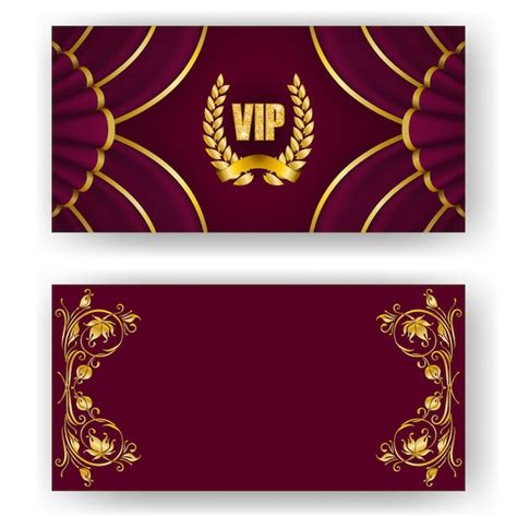 Conjunto De Tarjeta Vip Invitaci N Con Corona De Laurel Vector Premium