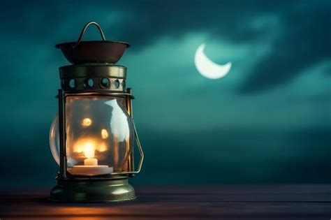 Premium Photo | A lantern with a moon in the background