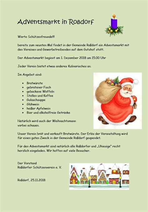 Adventsmakrt Ro Dorfer Sch Tzenverein E V