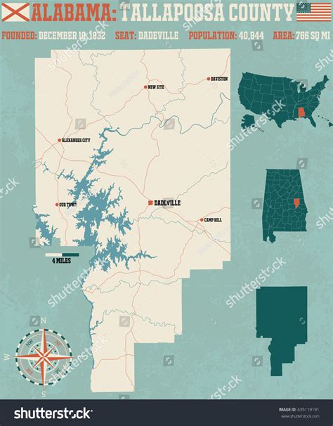 Large Detailed Map Infos About Tallapoosa Stock Vector Royalty Free