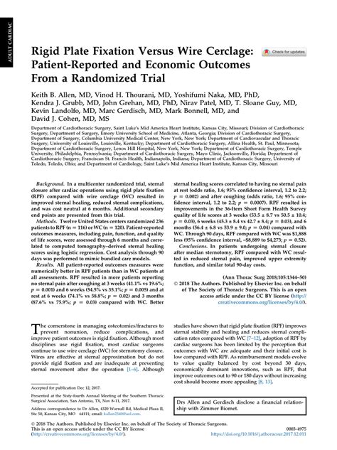 Pdf Rigid Plate Fixation Vs Wire Cerclage Patient Reported And