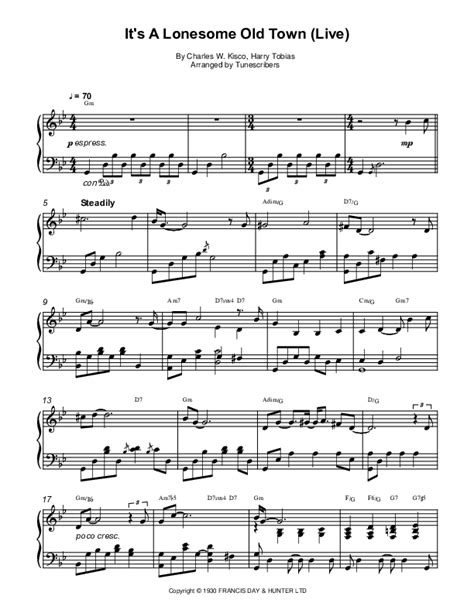 Its A Lonesome Old Town Live Arr Tunescribers Sheet Music