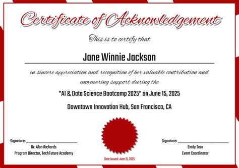 certificate  acknowledgement template postermywall