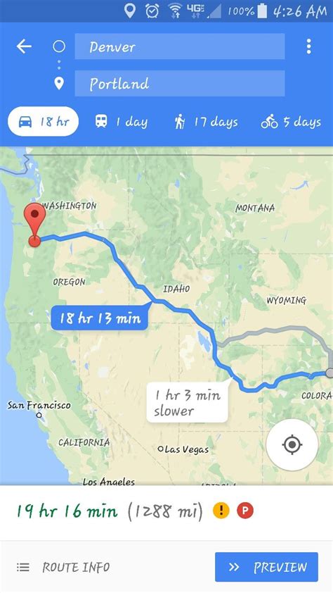 how long is the flight from denver to portland oregon