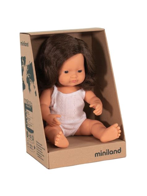 Miniland Dolls Baby Doll Caucasian Brunette Girl Edamama