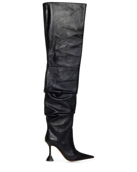 Amina Muaddi Olivia Thigh High Boots In Black Lyst