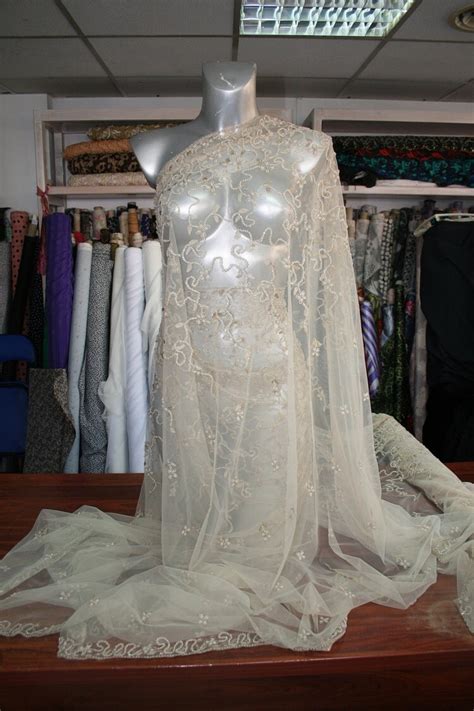 Beige Skin Color Nude Bridal Beaded Lace By Bodikiantextiles