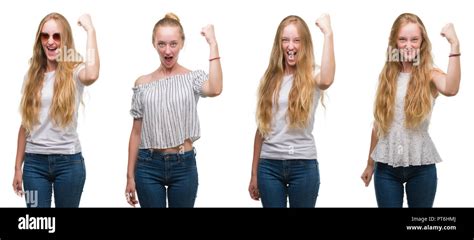 Collage de jeune fille blonde sur fond blanc fond isolé contrarié et frustré de crier avec