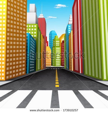 Vector Illustration Cartoon City Stock Vector Royalty Free