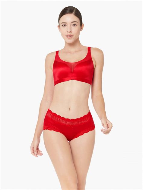 BF 03172 Lace Trimmed Hi Cut Brief Red SATAMI Lingerie 低腰蕾絲高叉內褲 紅 SATAMI 網上商店