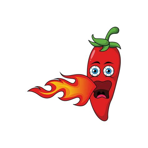 Cute Red Hot Chili Cartoon Characters Illustration Design Chili Pepper Mascot Breathing Fire