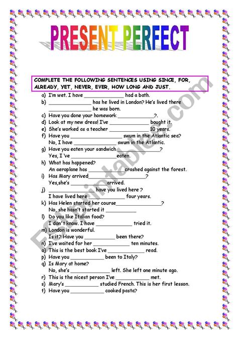 Present Perfect And Past Simple Esl Worksheet By Aragoneses