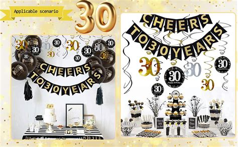 Jevenis 30th Birthday Party Decorations Cheers To 30 Years Banner 30 Years Old Party Supplies