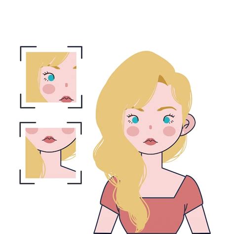 Jolie Fille Blonde Avec Une Robe Rose Et Des Yeux Bleus Illustration Vecteur Premium