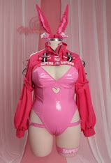 Alice Derivative Sexy Lingerie Bunny Costume Bodysuit And Jacket With Fishnet Stockings And Headband