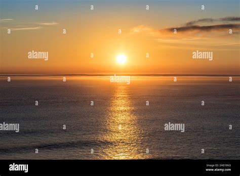 Romantic Sunset At The Atlantic Ocean Seen From Gay Head Cliffs At The Westernmost Point Of