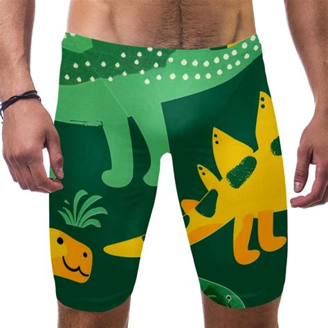 Jammers For Men Swim Briefs For Men Dinosaur Green Cartoon