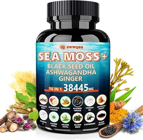 Amazon Sea Moss 14000mg Black Seed Oil 8000mg Ashwagandha 4000mg