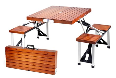 Portable Wooden Picnic Table With Storage Case