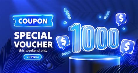 Premium Vector | Coupon special voucher 1000 dollar neon banner special ...