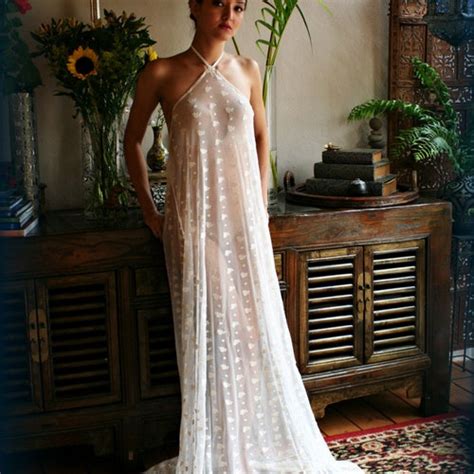 Sheer Lace Bridal Nightgown Lingerie Wedding Trousseau Ivory Etsy
