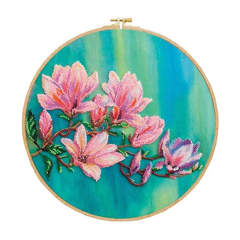 Kit De Broderie Avec Perles Magnolias En Fleur Abris Art