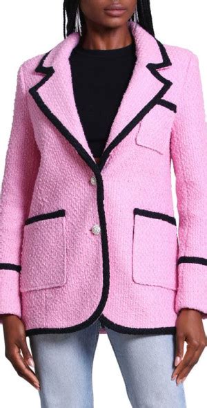 Avec Les Filles Contrast Trim Tweed Blazer In Pink At Nordstrom