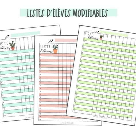 Listes d élèves modifiables