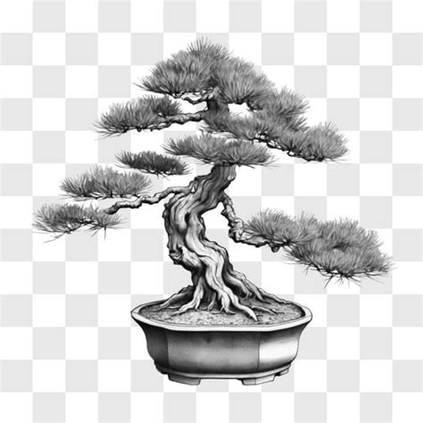 Download Bonsai Tree Drawing In Ornamental Pot Sketches Online