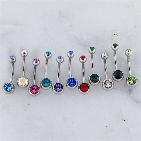 Steel Floating Navel With Gem Disc