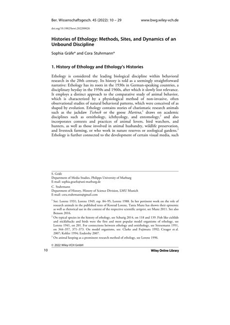 (PDF) Histories of Ethology: Methods, Sites, and Dynamics of an Unbound ...