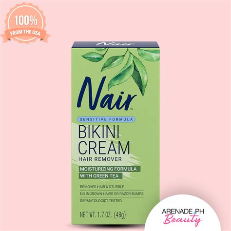 Nair Sensitive Formula Bikini Cream Hair Remover Moisturizing Formula With Green Tea G