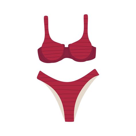 Red Bikini Swimsuit With Stripes Vector Art At Vecteezy