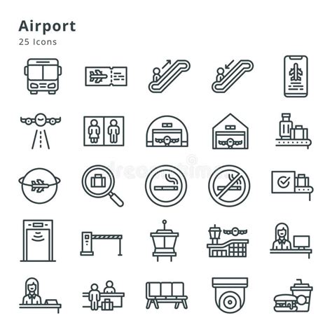 25 Icons On Airport Stock Vector Illustration Of Aircraft 274558839