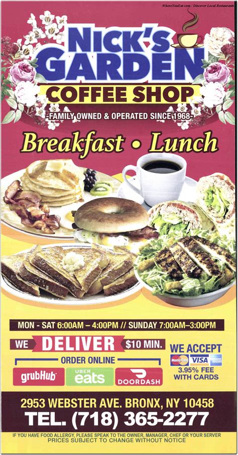 Nick's Garden Coffee Shop Restaurant in The Bronx / Menus & Photos