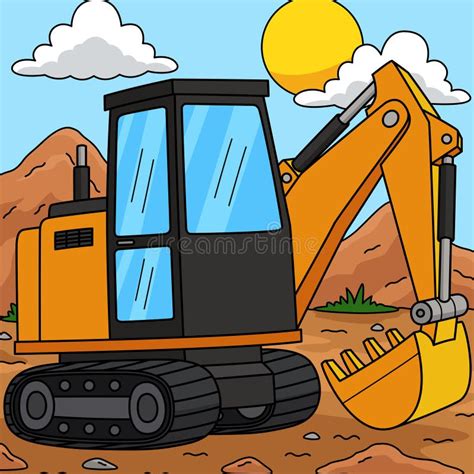construction excavator vehicle cartoon clipart stock vector