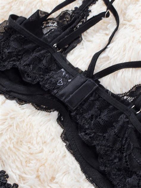 Women S Tie Side Cut Out Lace Bra And Panty Sexy Lingerie Set SHEIN USA