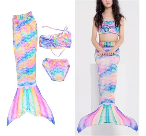 Sirena Cola Y Bikini Ni As Traje De Ba O Set Env O Gratis Cuotas Sin Inter S