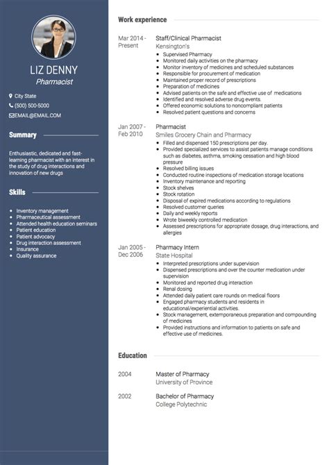 pharmacist cv examples templates visualcv