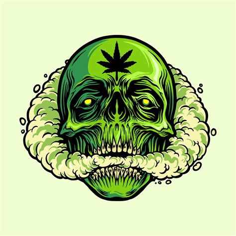 Skull Cannabis Smoke Weed Leaf 300 dpi PNG für Etsy